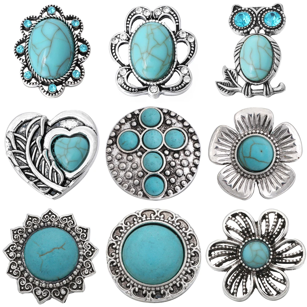 

6pcs/lot New Snap Jewelry 18mm Snap Buttons Natural Stone Button Charm Fit Snap Bracelet DIY Accessories