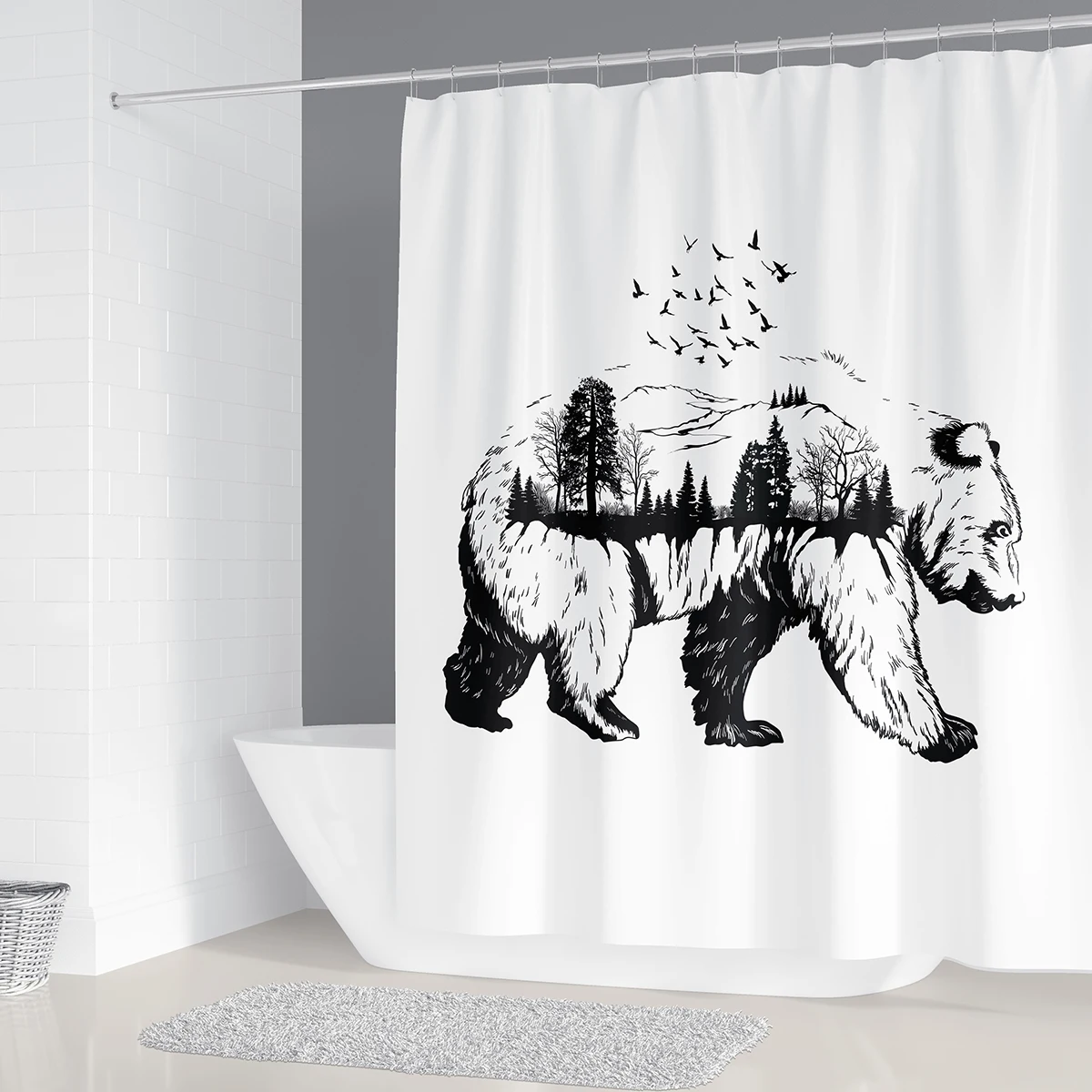 Водонепроницаемый Ванная комната комплект 4 шт. душ Шторы для прогулок и принтом