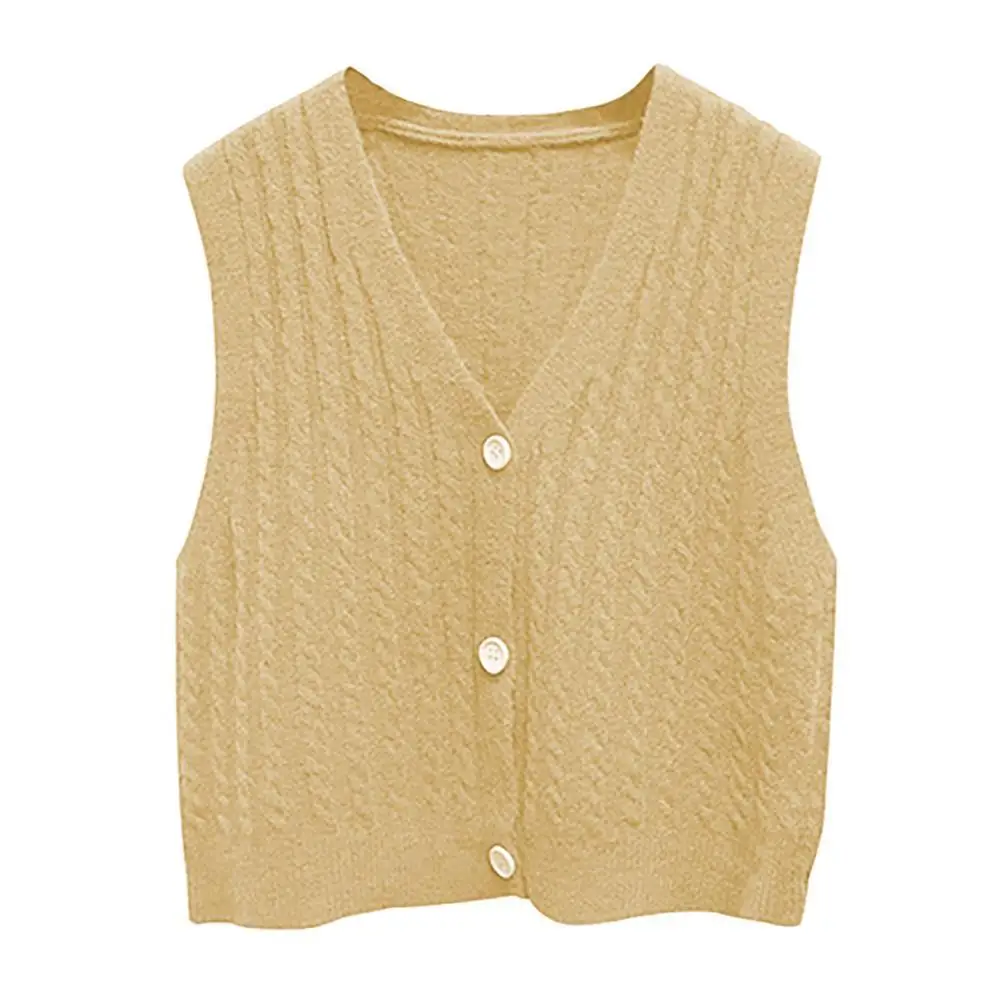 

Женский трикотажный жилет, однотонный однобортный жилет с V-образным вырезом, рубашка, весна