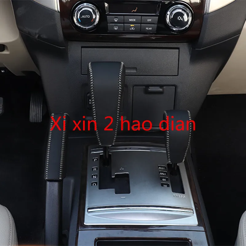 

Кожаный чехол для ручного сшивания рычага переключения передач и ручного тормоза для Mitsubishi Pajero V97 V93, защитный чехол для рычага переключения...