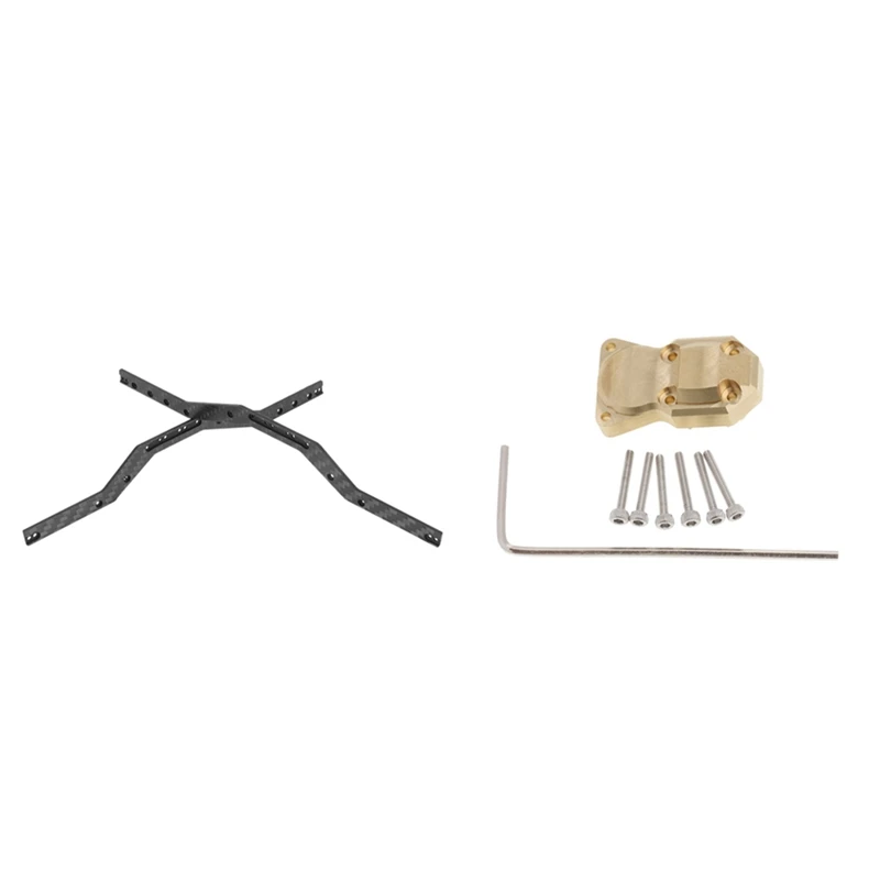 

2 Set RC Car Part: 1 Set Differential Cover Bridge Axle Cover & 1 Set Carbon Support Side Frame Chassis