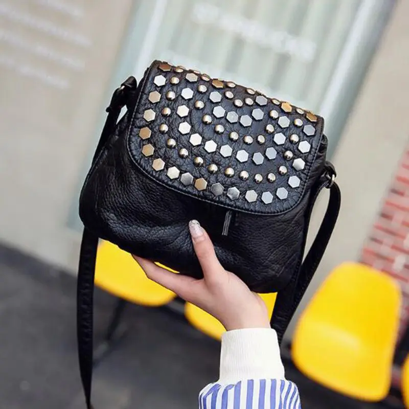 

2020 Fashion Black Enveljavascope Women Clutch Rivet Girls Leather Party Purse Small Shoulder Handbag Evening Messenger Bags