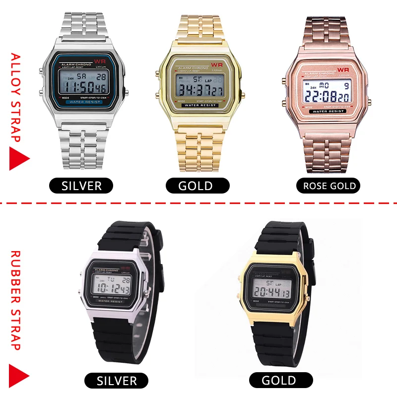 

Rose Goud Zilver Horloges Mannen Vrouwen Elektronische Digitale Display Retro Stijl Klok Mannen Relogio Masculin Reloj Hombre