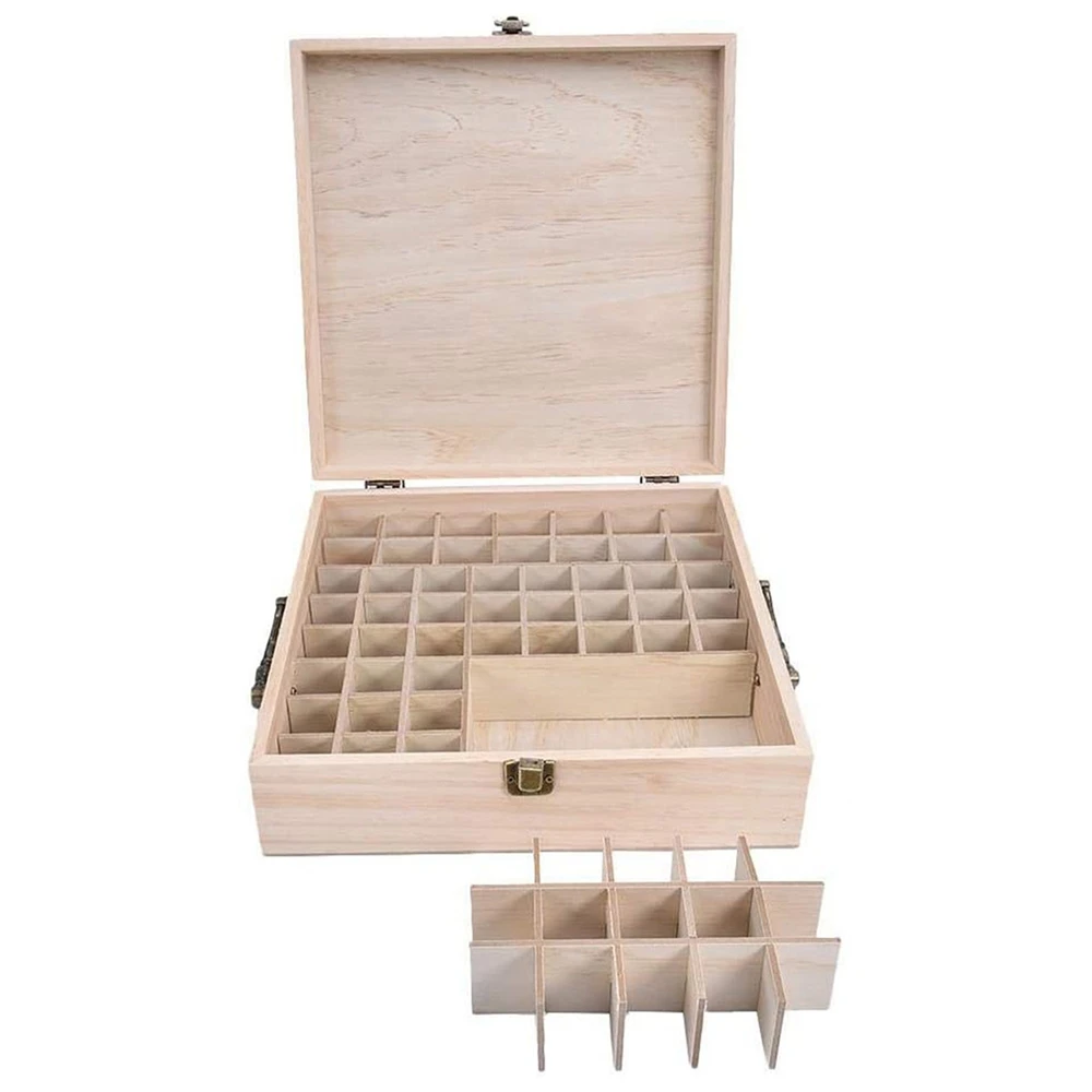 

62 Slot Essential Oil Bottle Wooden Storage Box Case Display Organizer Holder Wood For Perfume Aromatherapy Container Organizer