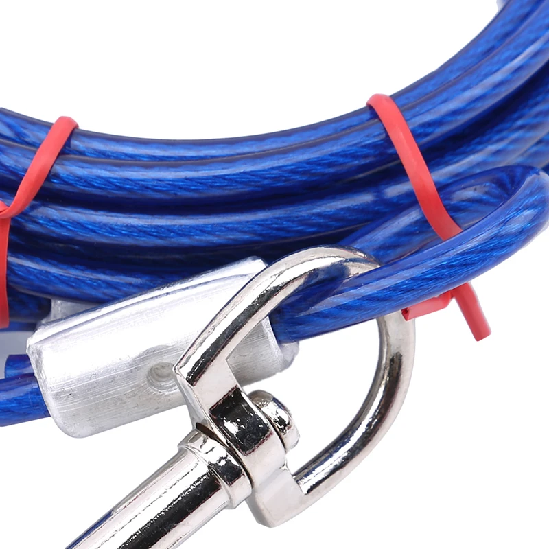 Удлиненный стальной трос для собак двухсторонний поводок с двумя головками