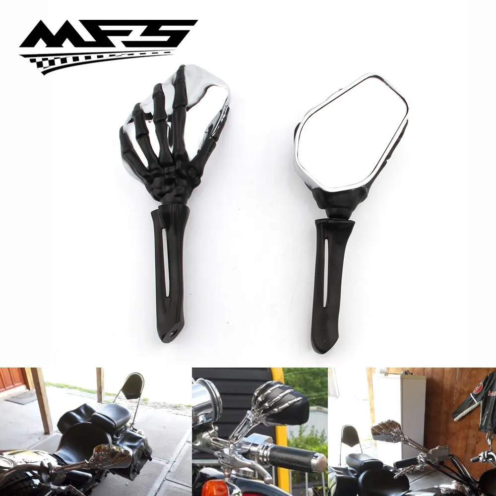 Универсальные мотоциклетные зеркала с черепом и скелетом зеркало заднего вида