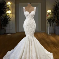 retro lace mermaid wedding dresses 2022 spring summer sleeveless wedding vestidos custom made zipper back bridal gowns