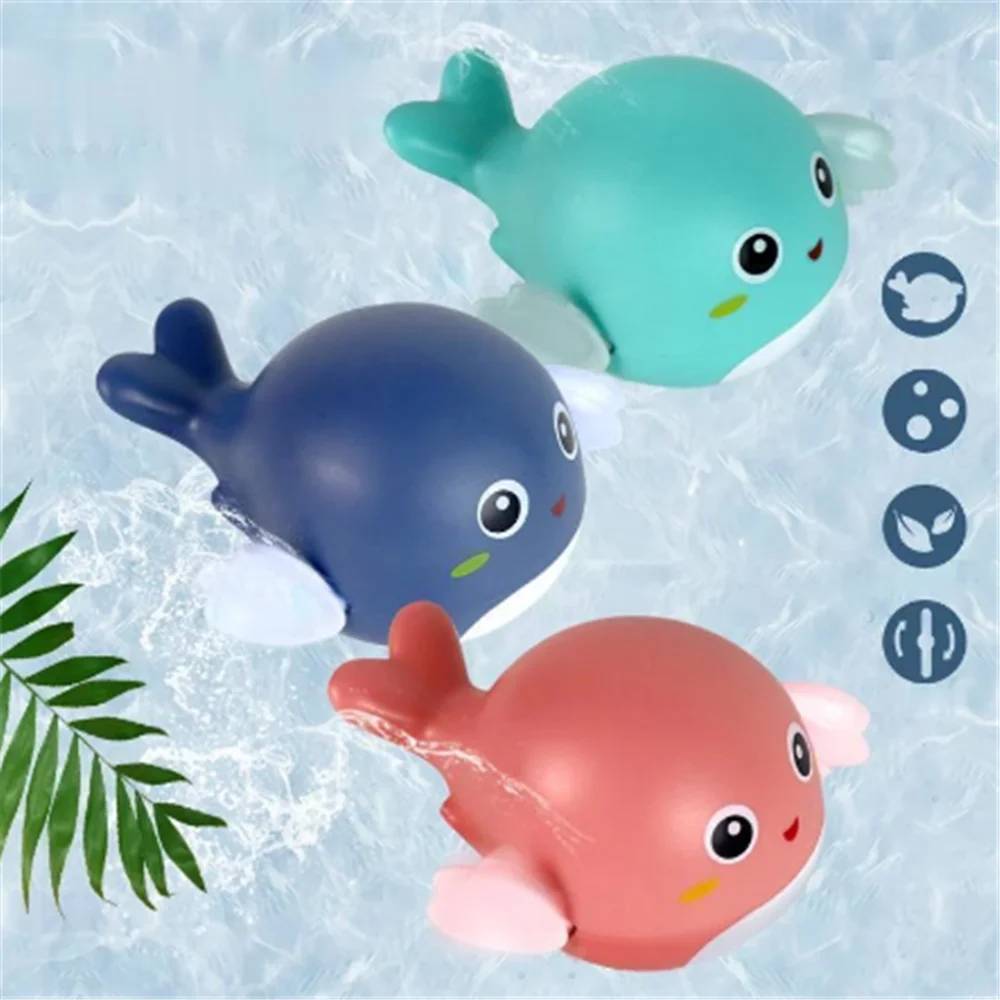 

Cute Dolphin Duck Baby Bath Toys Animal Classic Baby Shower Pool Water Toys Toddler Bath Toys Chain Clockwork Toy Gift for Kids