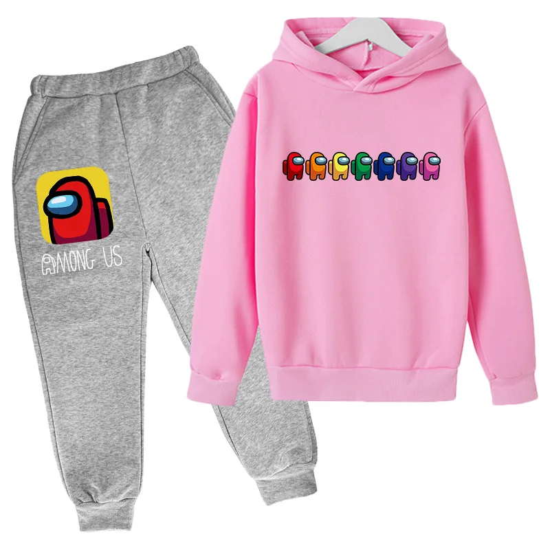 

Long Sleeve Kids 2Pcs Set Girls Tops Boys Clothes Among us Casual Pullover Rainbow print spring autumn Children Sweatshirt Suit