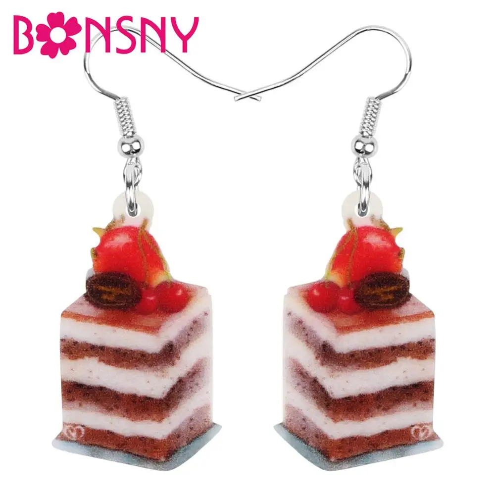 Bonsny акриловые на День святого Валентина аниме торт серьги подвески в форме капли