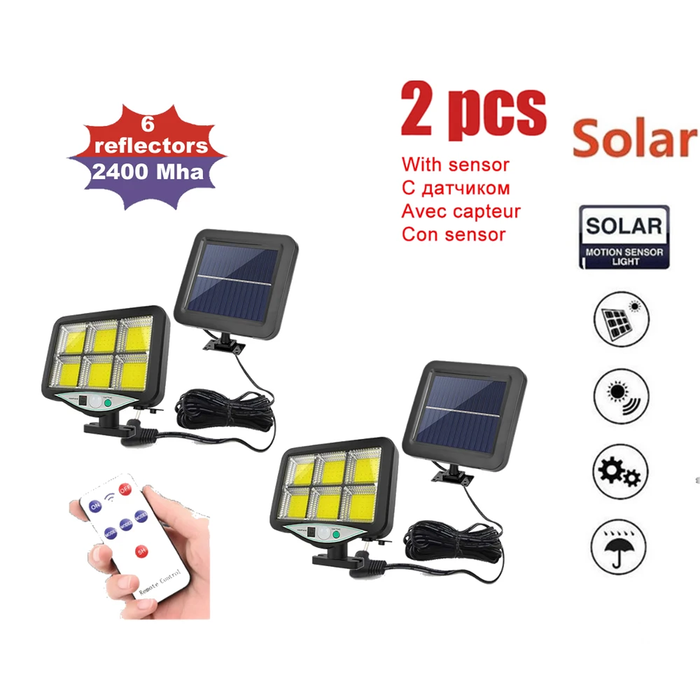 

2pcs seperable 120 LED Solar Light PIR Motion Sensor Detection Wall Lamp Energy-saving Solar Lamp Waterproof Outdoor Indoor Ligh