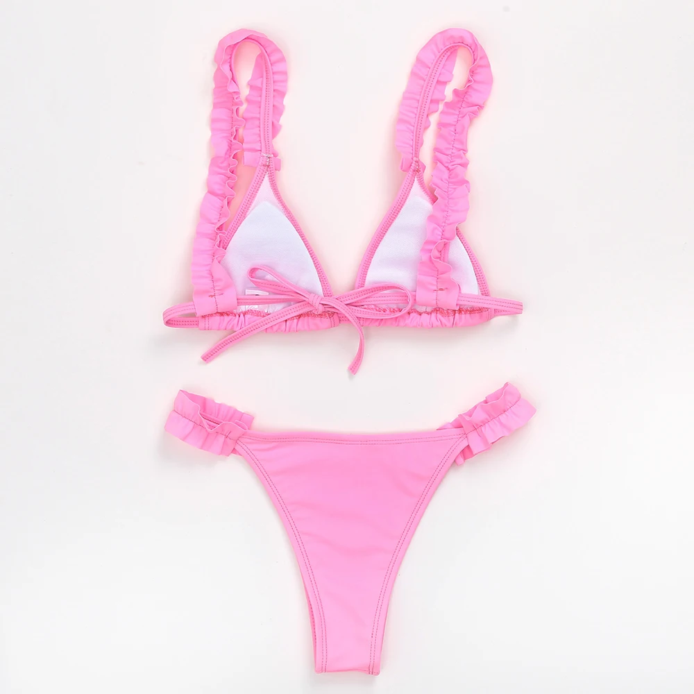 

2021 New Sexy Ruffle Bikini Set Women Swimwear Push Up Swimsuit Brazilian Bathing Suits Summer Beach Wear Swimming Suit Biquini