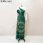 Изысканное зеленое вечернее платье с бисером реальное фото прямое сексуальное платье на одно плечо с высоким разрезом для выпусквечерние вечера вечернее платье на заказ вечернее платье