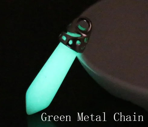 Chain Green Модное ожерелье с люминесцентным камнем, шестиугольная колонна, светящаяся подвеска с натуральным кристаллом, ожерелье для женщин, очаровательное ювелирное изделие - Окраска металла: Chain Green