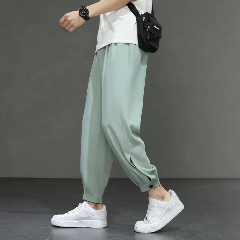 

Capris men's summer thin ice pants Korean fashion casual pants loose sports Pants Capris2021 NINIBEIBEI