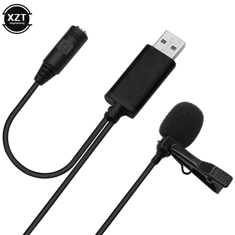 2-в-1 USB-микрофон петличный с аудио-зажимом 3 5 мм многонаправленный конденсаторный
