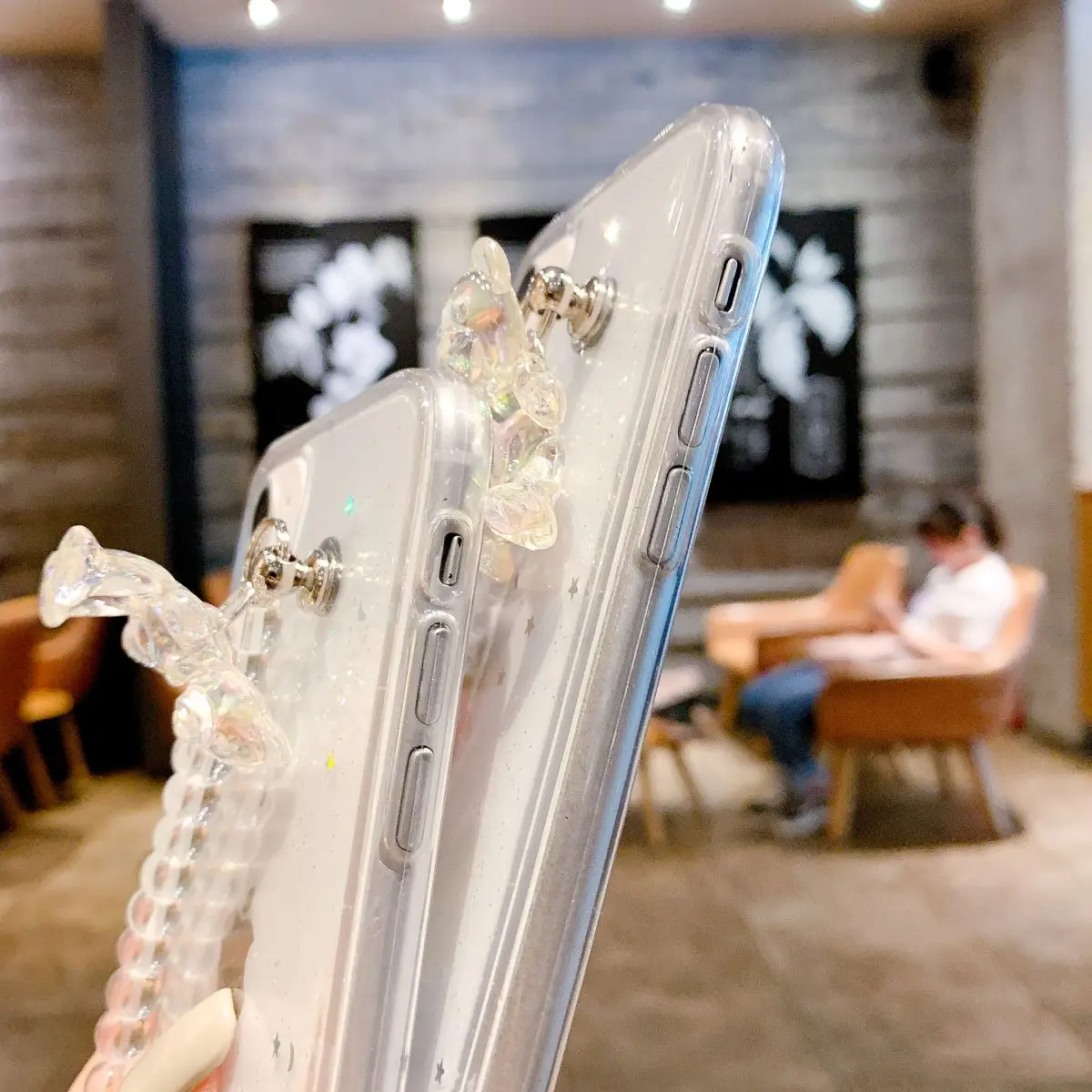 

Bear chain transparent phone case for iPhone7 iPhone8 iPhone7p iPhone8p iPhoneX iPhone XS iPhone XR iPhone XS MAX