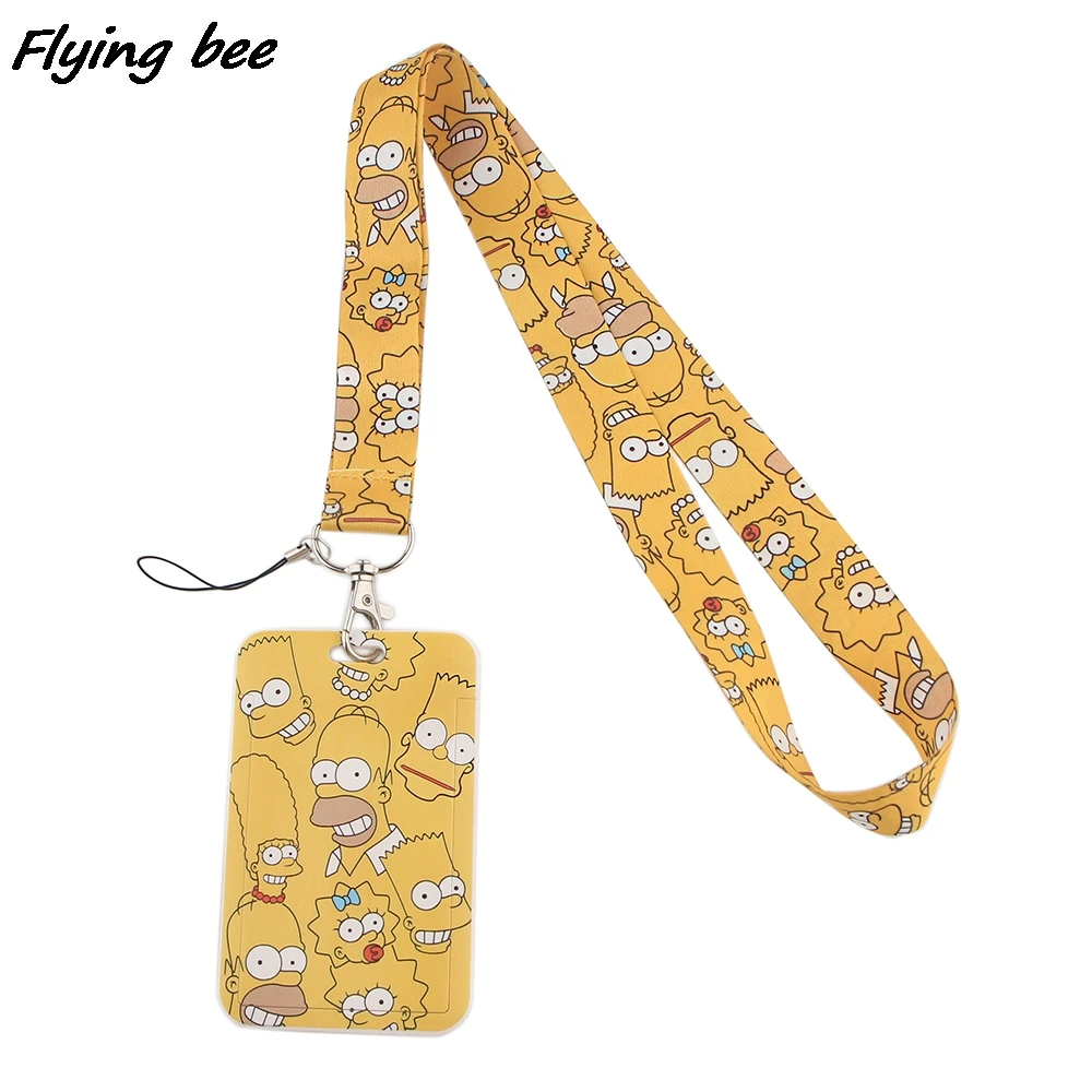 

Flyingbee X1390 Yellow Cartoon Lanyard Card ID Holder Car KeyChain ID Card Pass Gym Phone Badge Kids Key Ring Holder Jewelry