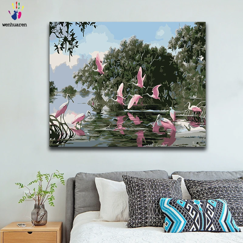 Сделай Сам Раскраска по номерам картина с комплектами белый журавль бабочка