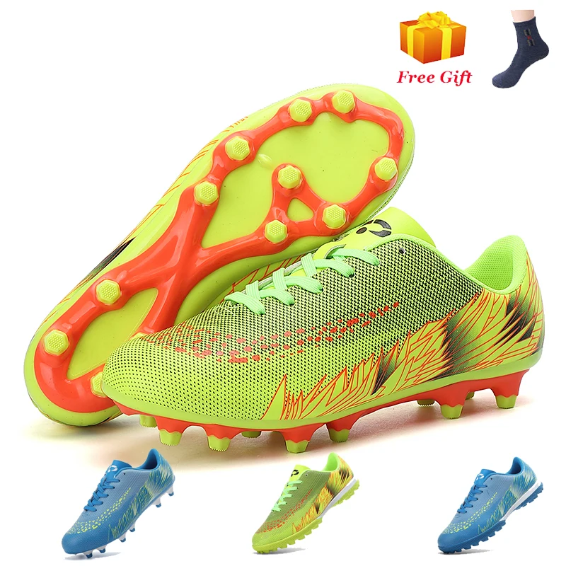 

Men's and women's football shoes long spike football shoes turf outdoor boys children's football shoes FG/TF free shipping29-46