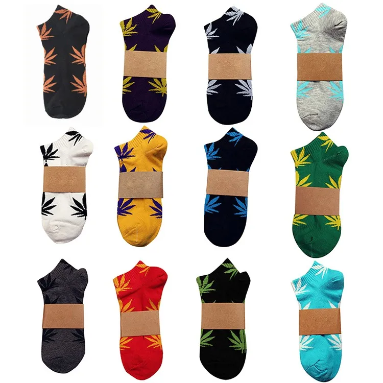 

1 Pair Maple Leaf Cotton Boat Socks Skateboard Hemp Leaves Korean Street Sports Socks For Men Women Trend Leaf Printed Socks