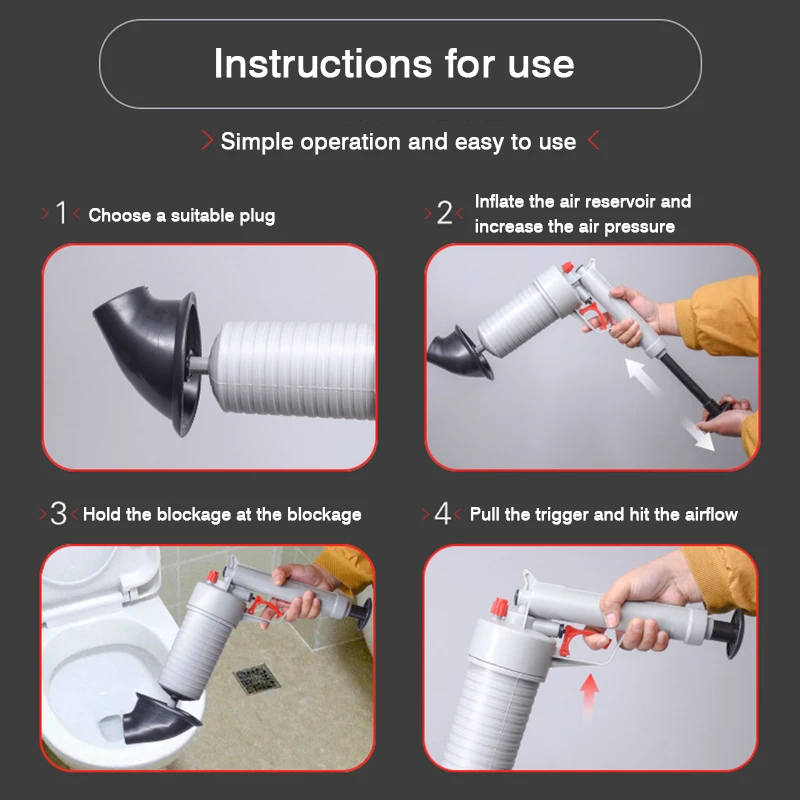 Toilet air pump pressure pipe plunger drain cleaner blaster plunge Dredge Blaster sticks blockages Bathroom cleaning tool | Дом и сад