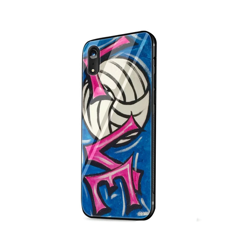 Volleyball Painted Glass Case For iPhone 5 5s SE 6 6s 7 8 Plus 11 Pro X XR XS Max Cover |