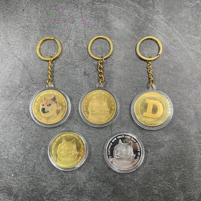 Doge Памятная коллекция монет Dogecoin металлический брелок удобная подвеска на