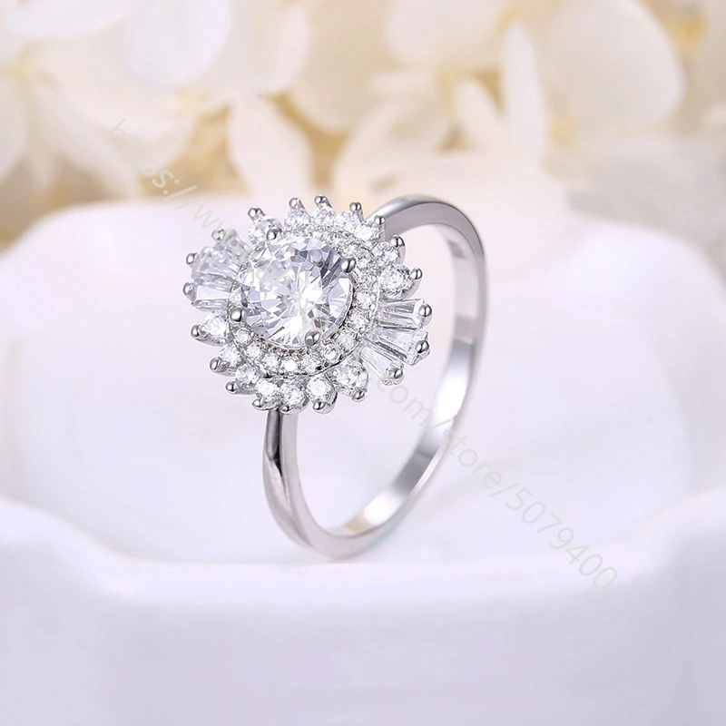 

Huge round Halo CZ ring 925 Sterling Silver Simulant Engagement Celebration Celebrity Ring Wedding Band Women's jewelry
