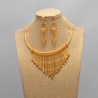 dubai wedding gold color jewelry sets dubai women women african necklace earrings tassel wedding bridal accessories bride gift