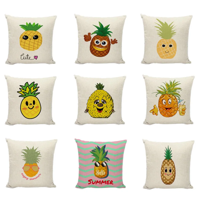 Наволочка для подушки ананас с фруктовым узором льняная наволочка автомобильной