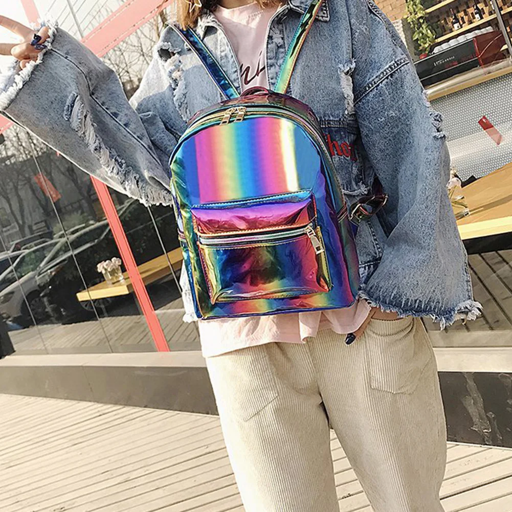 Застежка молния регулируемый ремень рюкзак женский дорожный Радужная хит Цвет