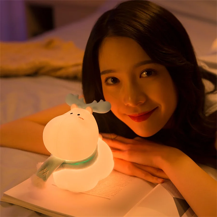 

USB Rechargeable LED Night Light for Children Cute Silicone Lamp Touch Color Change 4 Color Led Light for Decoration Habitacion