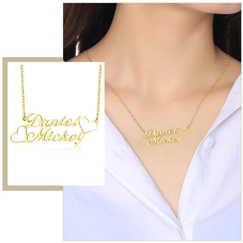 

Романтические пары имена настроить женское ожерелье начал с иконой сердца Шарм Толстый металлический кулон Подарок на юбилей (модель: фон1)