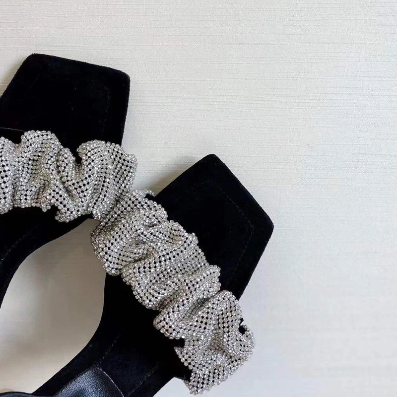 

2021 New Summer Sweet Sandals Women Silken Face Thin High Heel Back Strap Sandals Lady Sexy Luxury Shoes Female Party Shoes