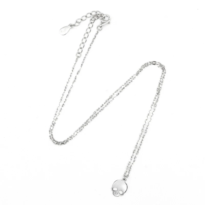 

925 Sterling Silver Necklace Skeleton Skull Pendant Chain Punk Rock Fashion Jewelry for Lovers Women Men Street Style Teen Gift