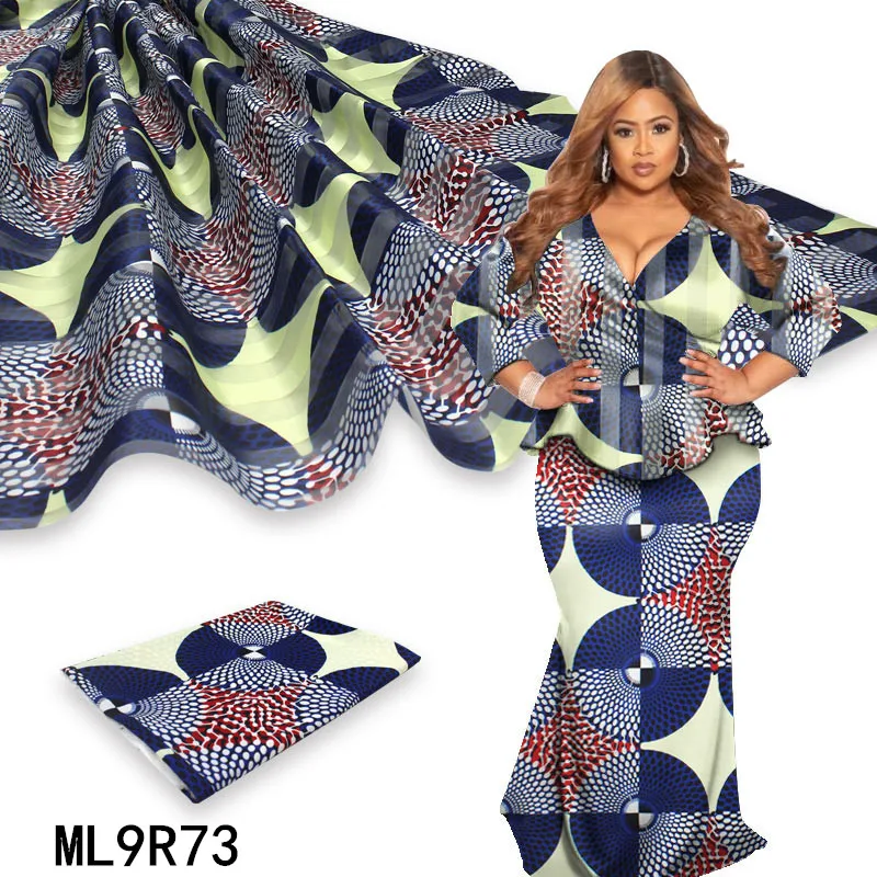 

LIULANZHI nigerian prints ribbon fabrics with organza 4 yards + satin wax 2 yards african ankara fabric wax ML9R73-85-RG