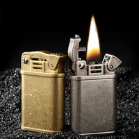 retro copper flint lighter brass metal gadgets kerosene oil gasoline lighter gas grinding wheel cigarette cigar gift for men