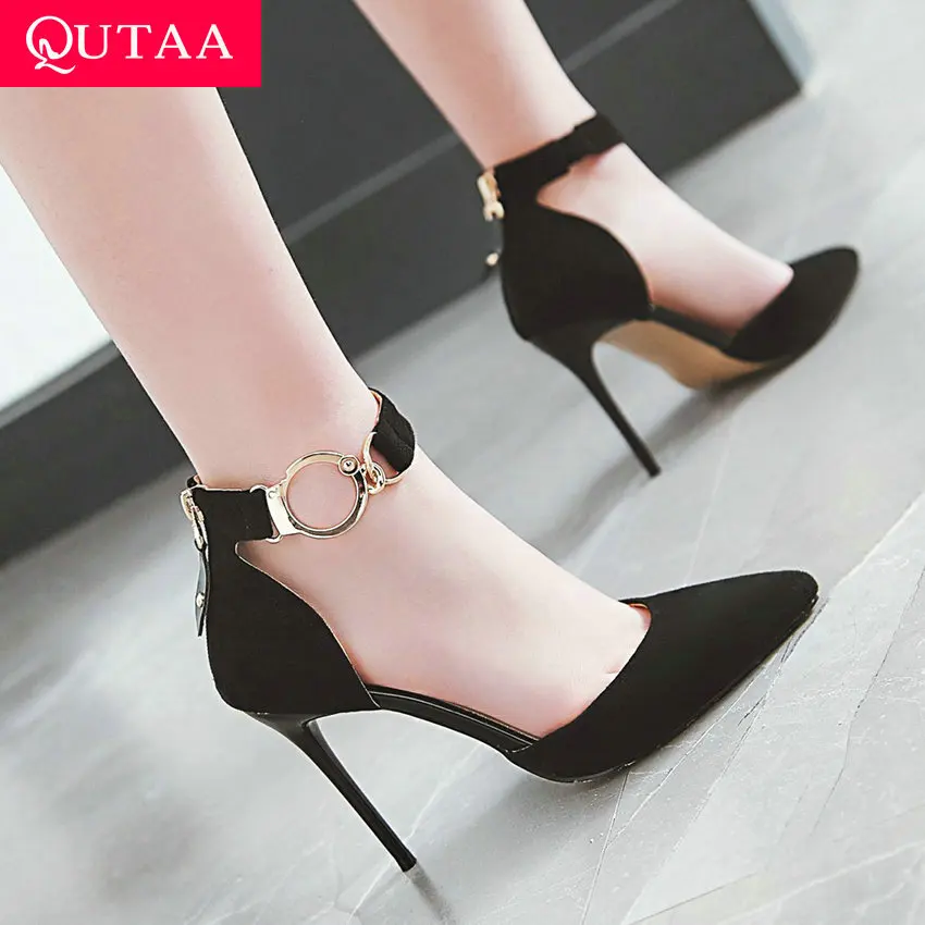 Женские туфли-лодочки на платформе QUTAA черные повседневные тонком высоком