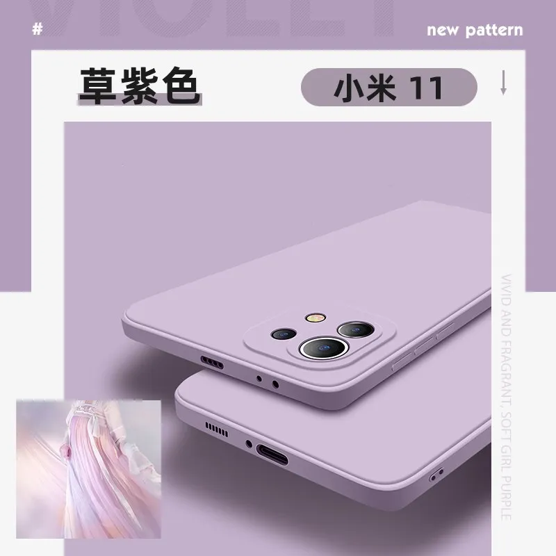 

Square Liquid Silicone Case For Xiaomi 11 Lite Ultra Mi 10T Pro Redmi Note 10 Pro Note 9S 8 Pro 9SE K40Pro Slim Matte Soft Coque