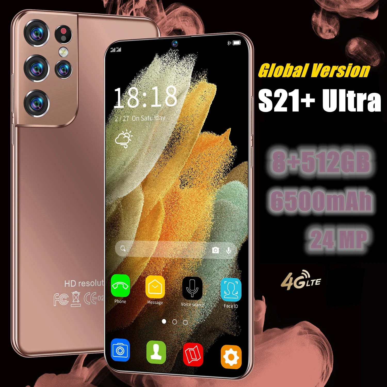

Global Version S21 Ultra 6.7'' Smartphone 8GB 512GB 24MP Android Phone 24MP Camera 6500mAh Dual SIM Card 8 Cores Cell Phone