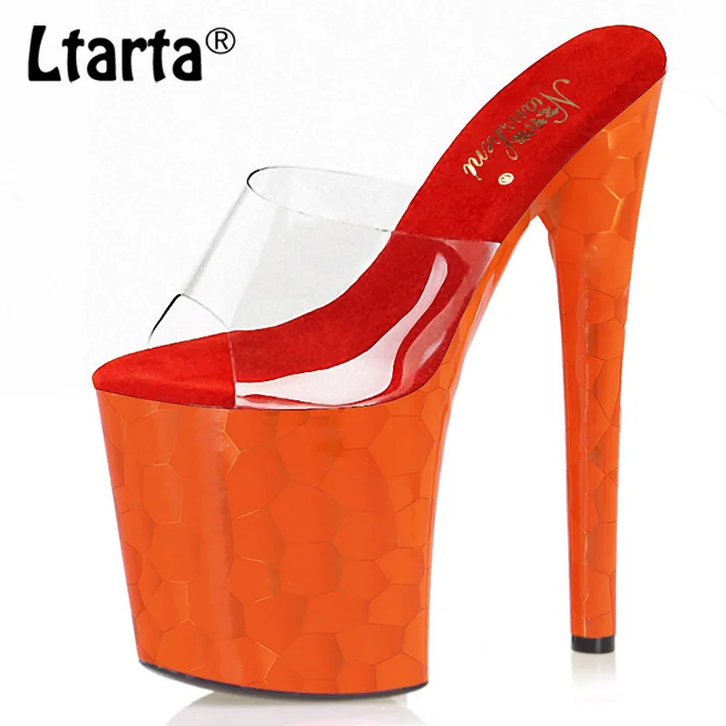 

Ltarta 20CM Orange Sandals Female Sense Pole Dance High Heels Nightclub Model Catwalk Platform Shoes For Women LYP