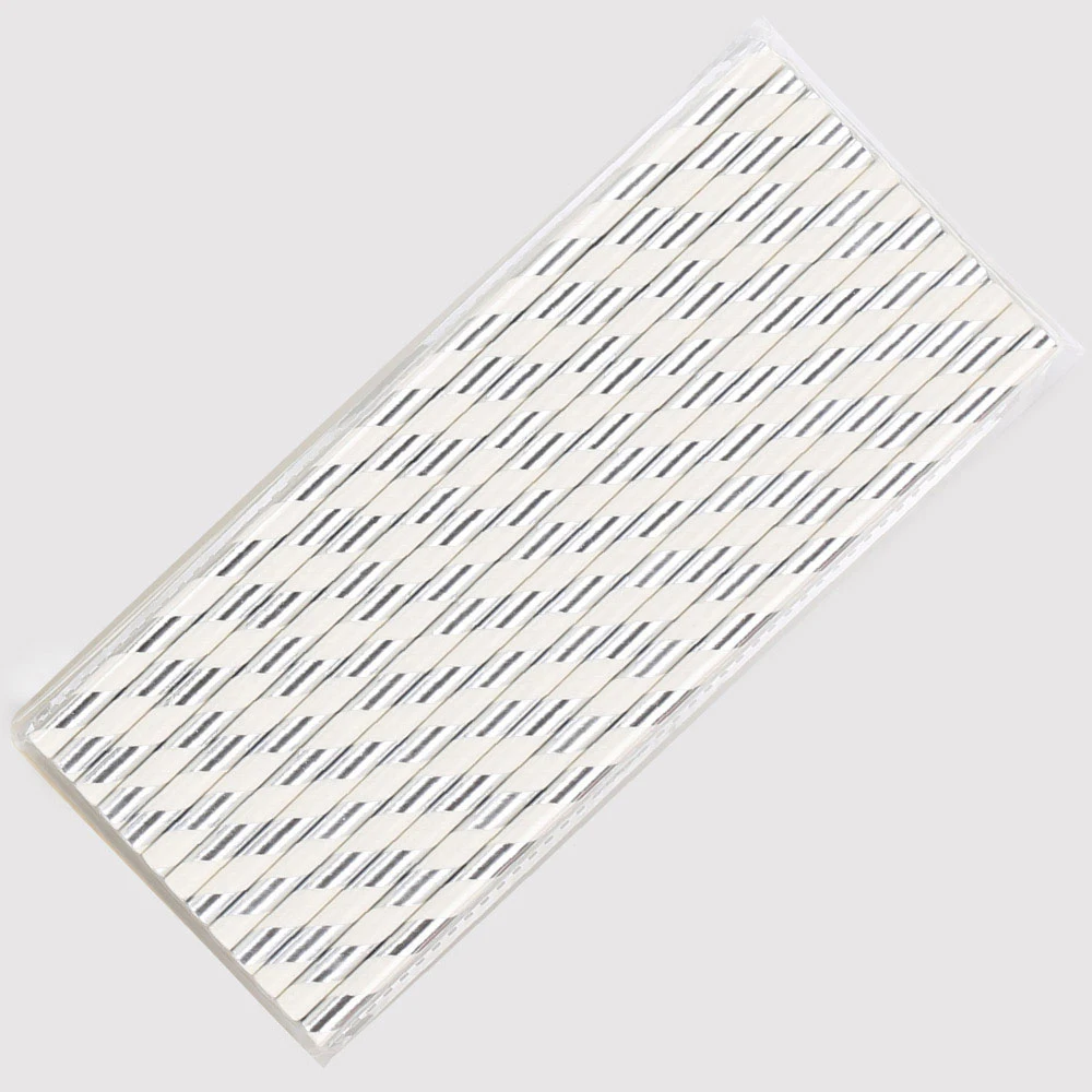Sliver Stripe 25 шт питьевой бумаги соломинки Беби-Шауэр Свадьба День рождения соломы подарок на Рождество Хэллоуин вечерние мероприятия поставки - Цвет: Sliver Stripe