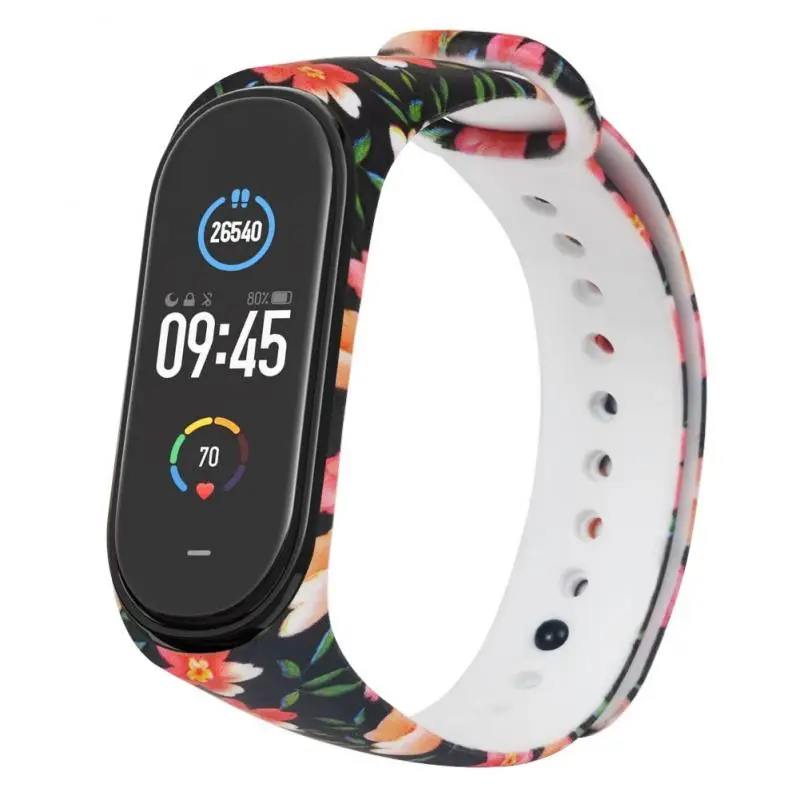 Ремешок для Mi Band 5 ремешок Xiaomi силиконовый браслет с разнообразным цветочным