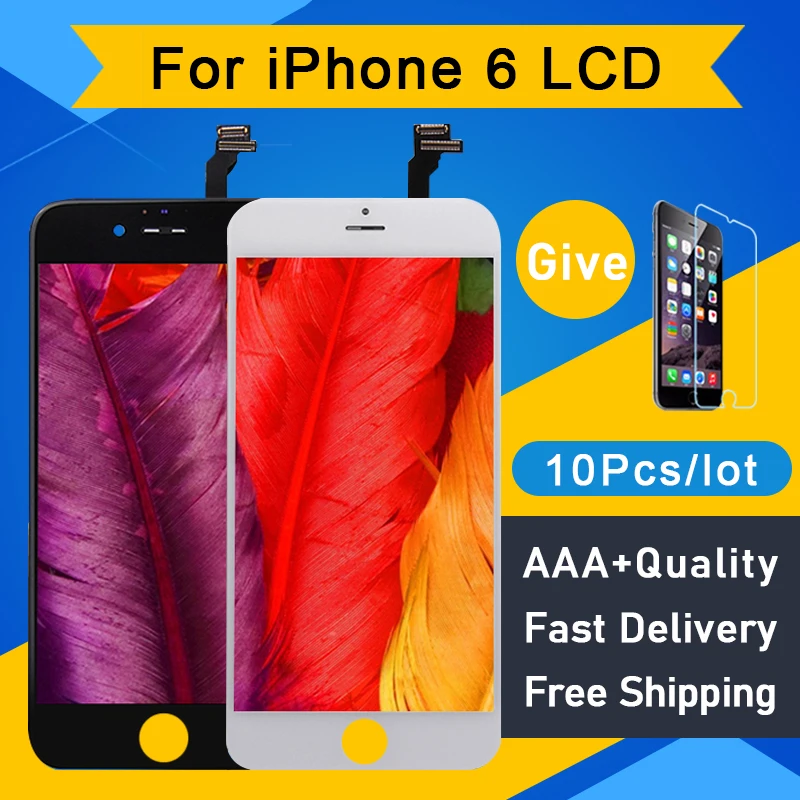 

10Pcs/lot AAA+++ For iPhone 6 LCD Display Screen Digitizer Assembly Replacement Pantalla No Dead Pixel 4.7 Perfect Repair Screen