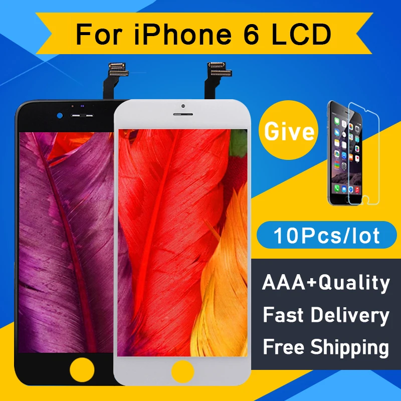 Pantalla LCD AAA +++ para iPhone 6, montaje de digitalizador de repuesto, muertos sin p&iacute;xeles, reparaci&oacute;n perfecta, 10 unids/lote, 4,7-0