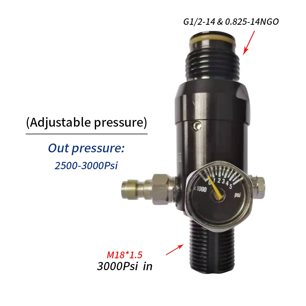 3000-M18x1.5-Ajust Регулятор давления воздуха регулятор PCP Пневмопушка Пейнтбол аксессуары 3000 фунтов/кв. дюйм сжатого Выход Давление 850/1800/2500-3000PSI 5/8UNF& M18* 1,5 - Цвет: 3000-M18x1.5-Ajust