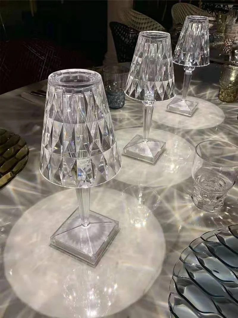 

USB Acrylic Crystal Table Light Transparent Prism Desk Lamps Home Room Bedside Decoration Art Night Lights Lighting Gifts