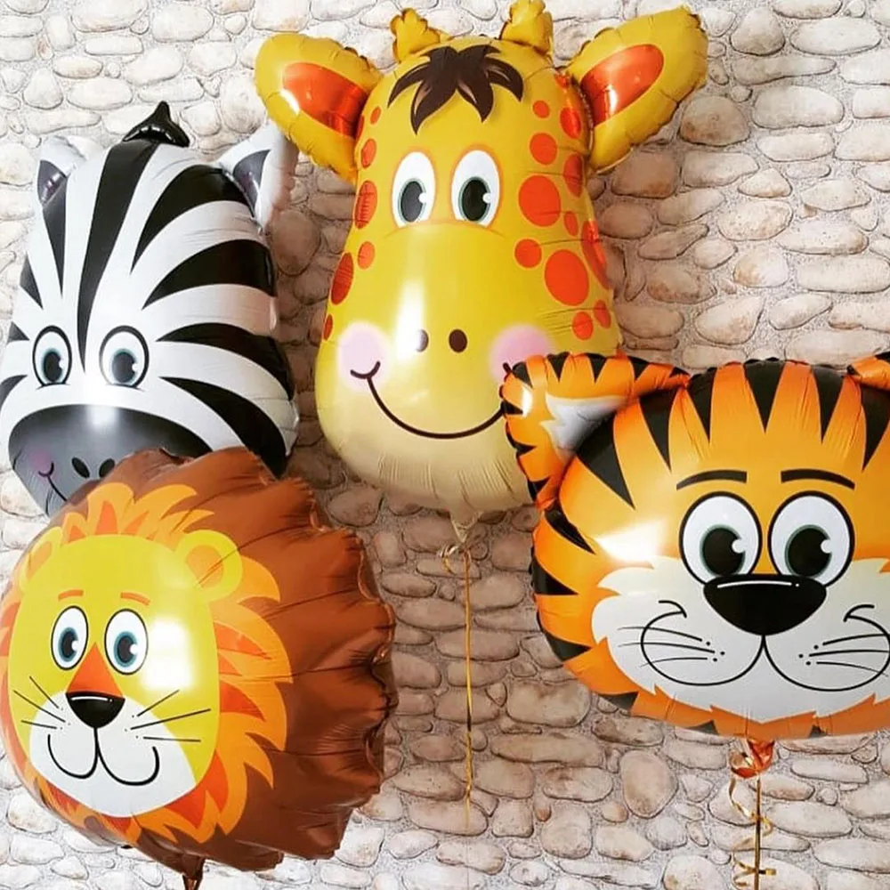 

Animal Foil Balloons Safari Jungle Theme Party Birthday Party Decorations Kids Tiger Lion Monkey Zebra Giraffe Cow Helium Globos