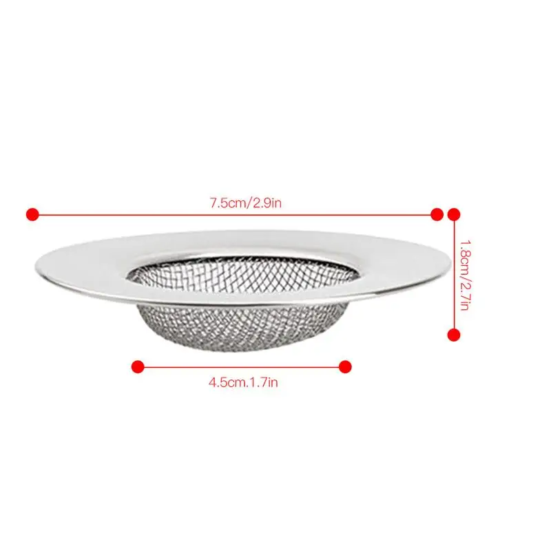 

Household Drain Filter Stainless Steel Sink Strainer Sewer Bathtub Floor Drain Silver Shower Waste Stopper Drainage for Kitchen